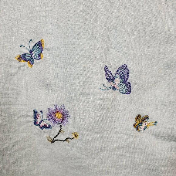 Sag Harbor Linen Maxi Dress, Size 12, Light Blue Embroidered Butterflies 🦋 - Picture 7 of 16